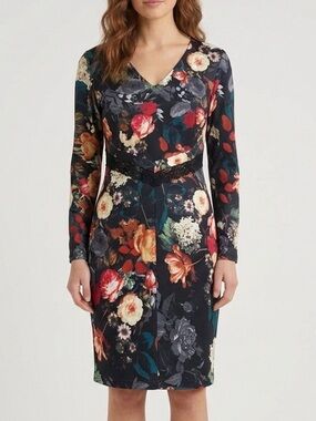 Angel Eye Dress Multicolor Floral black lace trim Sz 12 Goth Whimsygoth